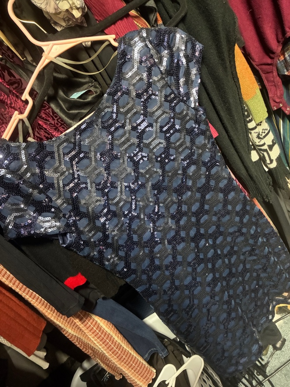 Speechless Navy Blue Sequin Mini Dress